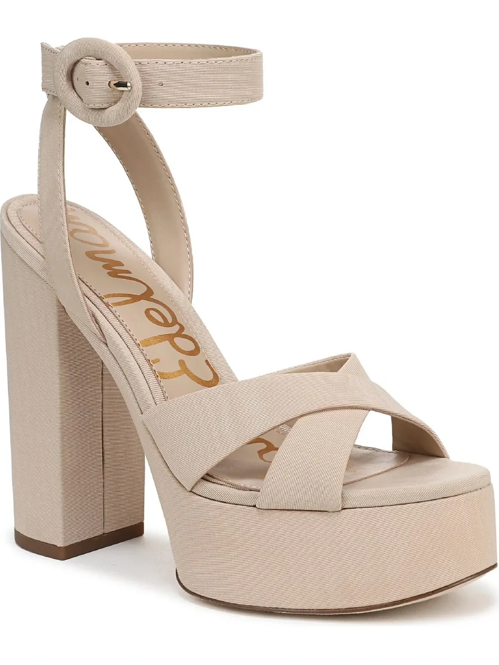 Sam Edelman Beige Platform Ankle-Strap Sandal